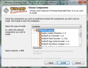 Winamp essentials pack install что это