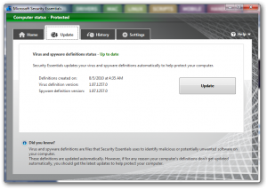 definition updates for microsoft security essentials